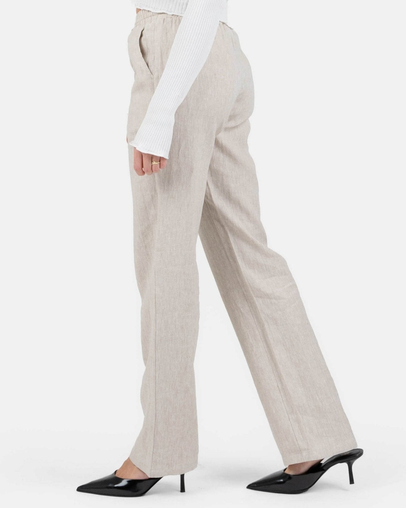 Hørbukser Højtaljede Beige | Skagen - clothing.dk
